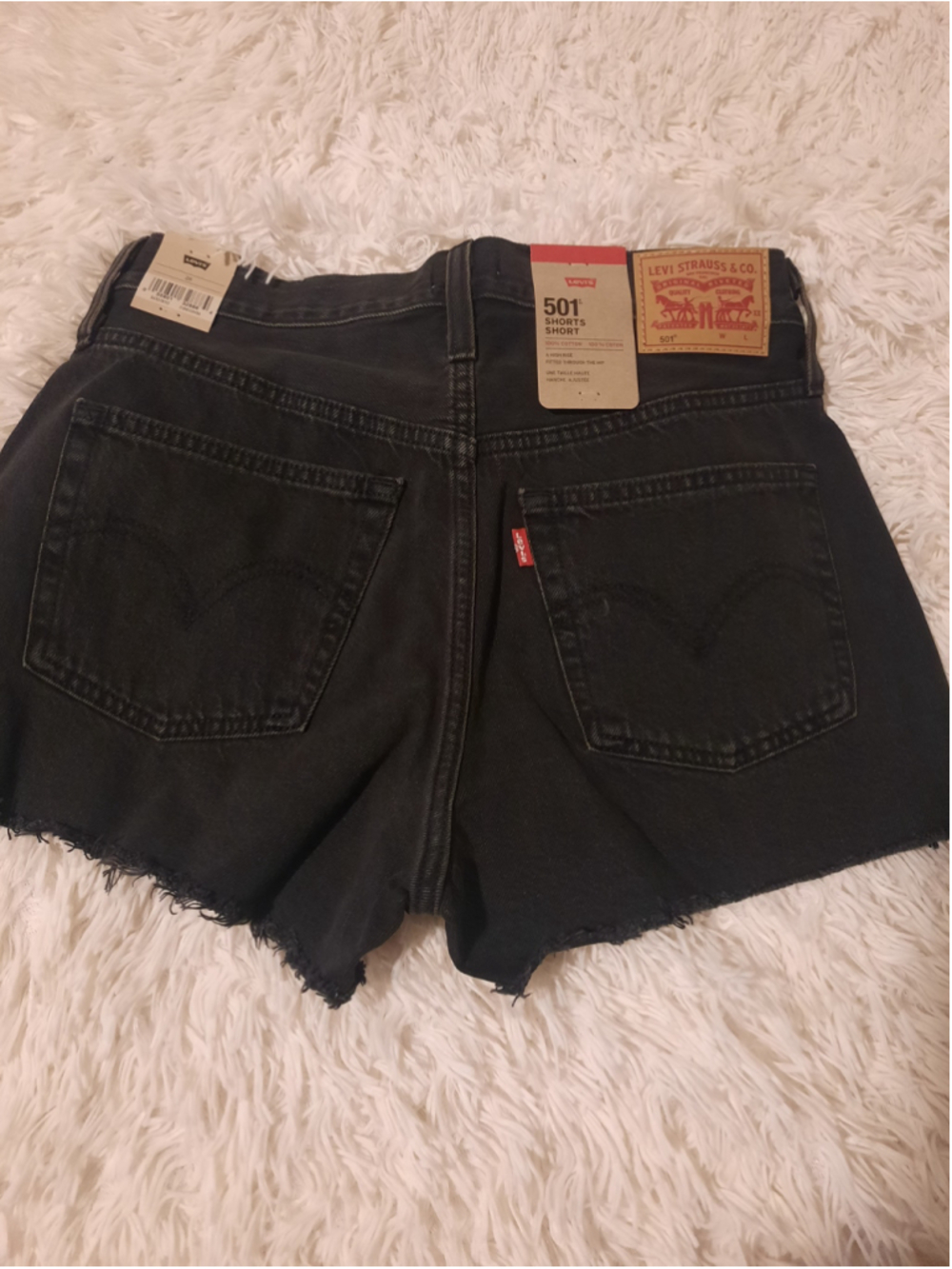 Women's High-Rise Black Denim Cutoff Shorts - Picture 6 of 8